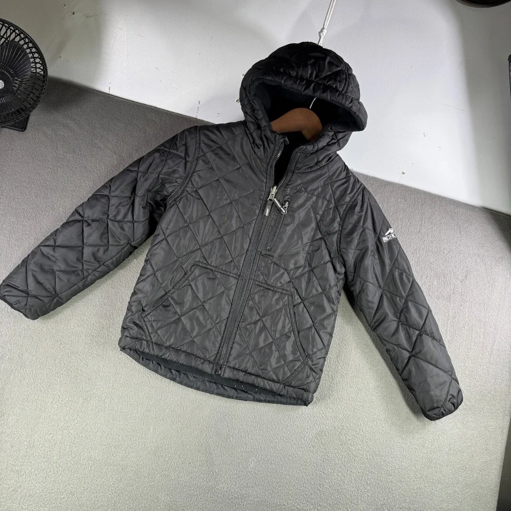Pacific Trail Girls Black Quilted Puffer Jacket with Hood Full Zip Youth‎
